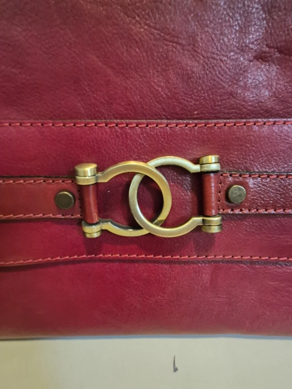 Pratesi Firenze Red Italian Leather Large Wristlet/Clutch Made in Italy Ret$285